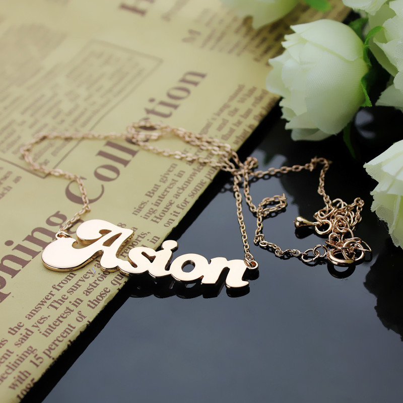 Rose Gold Plated BANANA Font Style Name Necklace - Custom Jewellery By All Uniqueness