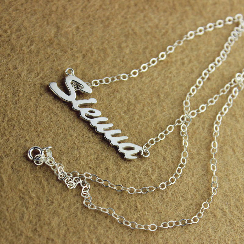 Solid White Gold Sienna Style Name Necklace - Custom Jewellery By All Uniqueness