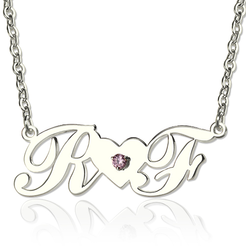 Silver Double initials Necklace - Custom Jewellery By All Uniqueness
