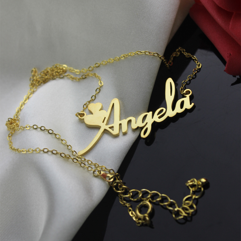 Gold Fiolex Girls Fonts Heart Name Necklace - Custom Jewellery By All Uniqueness