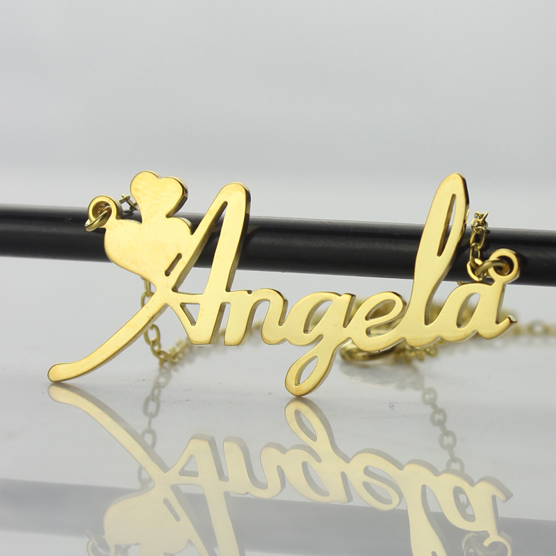 Gold Fiolex Girls Fonts Heart Name Necklace - Custom Jewellery By All Uniqueness