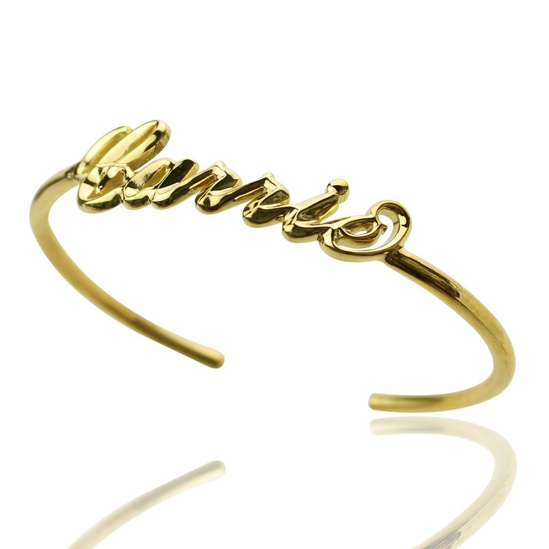 Gold Plated Name Bangle Bracelet - Custom Jewellery By All Uniqueness