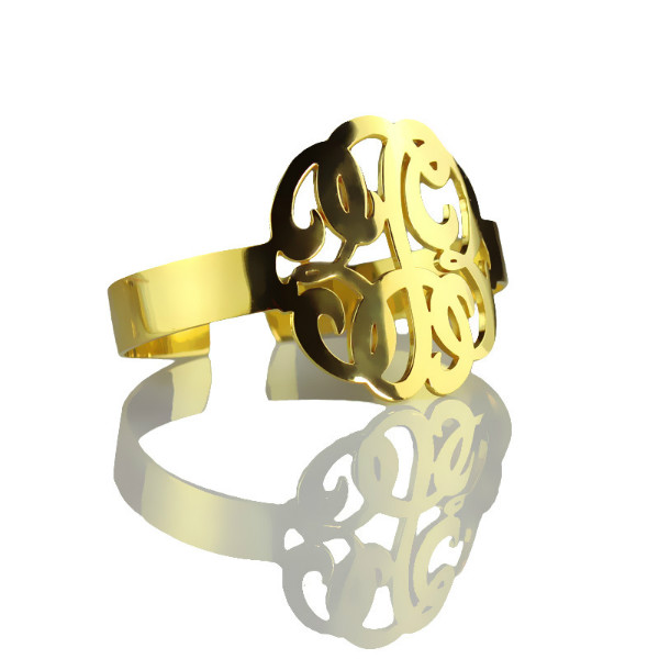 Hand Drawing Monogram Initial Bracelet 1.6 Inch Gold Plated - Custom Jewellery By All Uniqueness