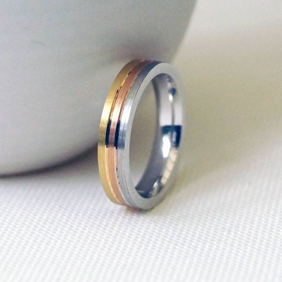 Gold Striped Wedding Ring - Custom Jewellery By All Uniqueness