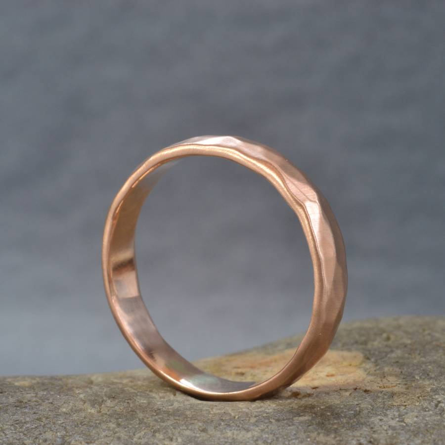 Rose Gold Hammered Wedding Ring - Custom Jewellery By All Uniqueness