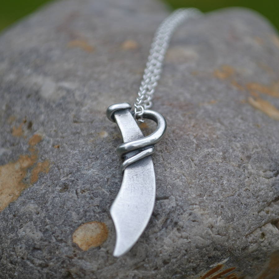 Silver Pirate Cutlass Necklace - Custom Jewellery By All Uniqueness