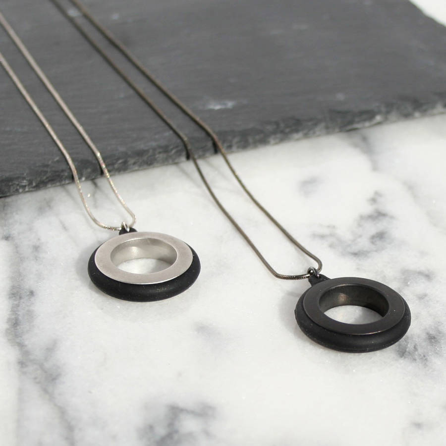 Noah Circle Stainless Steel And Silicone Pendant - Custom Jewellery By All Uniqueness