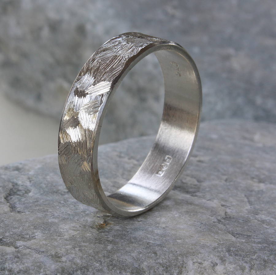Unisex Textured Silver Band Ring - Custom Jewellery By All Uniqueness