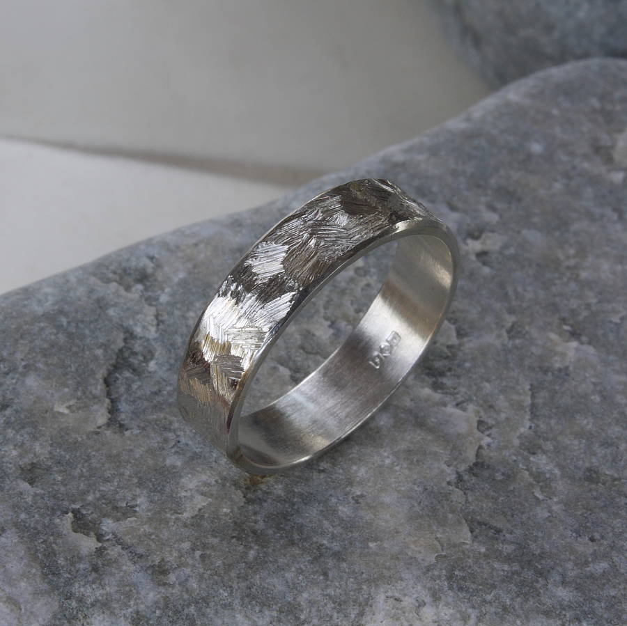 Unisex Textured Silver Band Ring - Custom Jewellery By All Uniqueness